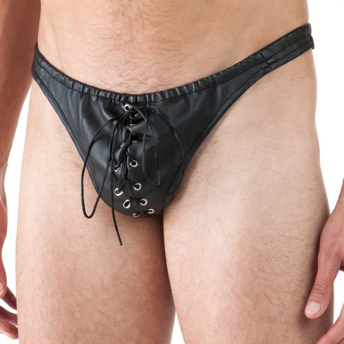 Classified Men's Lace-Up Faux Leather Thong - Classified