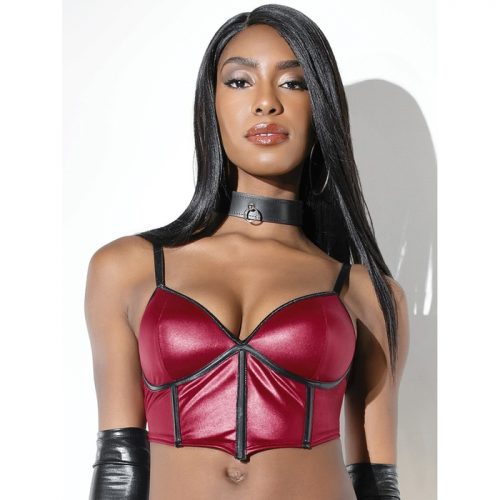 Coquette Red Wet Look Boned Bra - Coquette