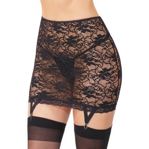 Coquette Stretch Lace Skirt with Suspenders - Coquette