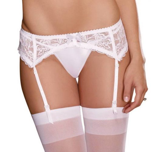 Dreamgirl White Stretch Lace Suspender Belt - Dreamgirl Lingerie