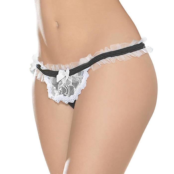 Escante Crotchless French Maid Thong - Escante