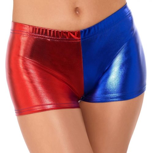 Fever Red and Blue Harlequin Metallic Hot Pants - Fever Costumes