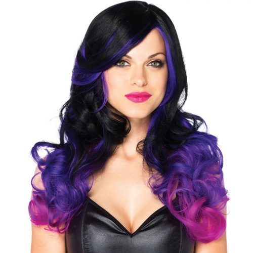 Leg Avenue Allure Long Wavy Black and Purple Ombre Wig - Leg Avenue