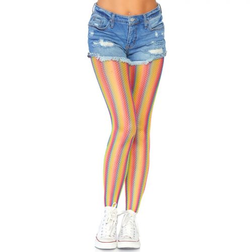 Leg Avenue Rainbow Striped Fishnet Tights - Leg Avenue