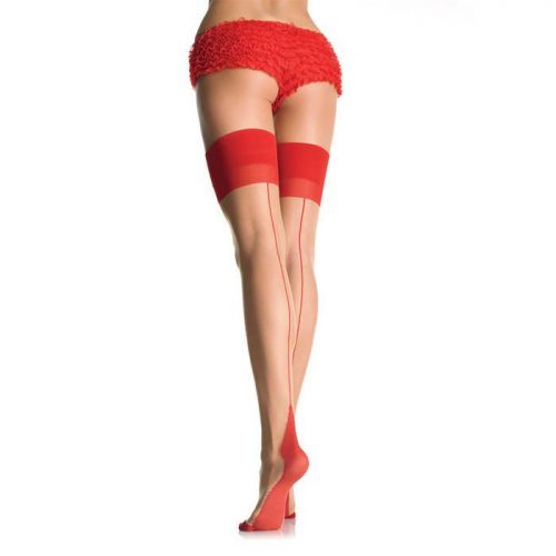 Leg Avenue Red Cuban Heel Two Tone Stockings - Leg Avenue