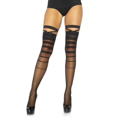 Leg Avenue Striped Black Hold-Ups - Leg Avenue