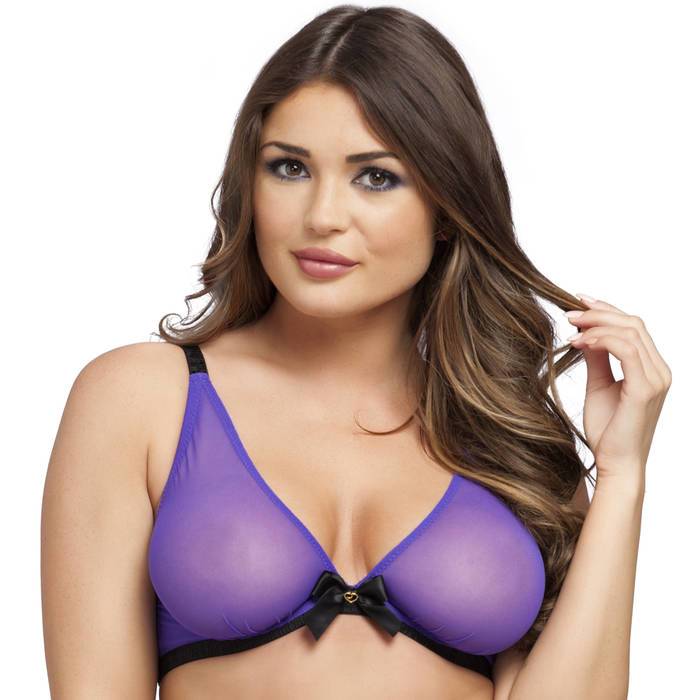 Lovehoney Barely There Sheer Purple Underwired Bra - Lovehoney Lingerie