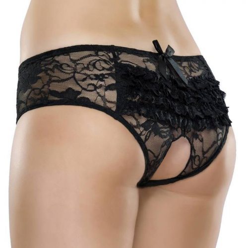 Lovehoney Crotchless Lace Ruffle-Back Knickers - Lovehoney Lingerie