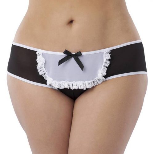 Lovehoney Fantasy Plus Size Crotchless Ruffle Back French Maid Knickers - Lovehoney Fantasy