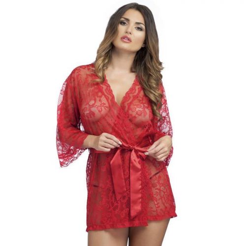 Lovehoney Flaunt Me Red Lace Robe - Lovehoney Lingerie