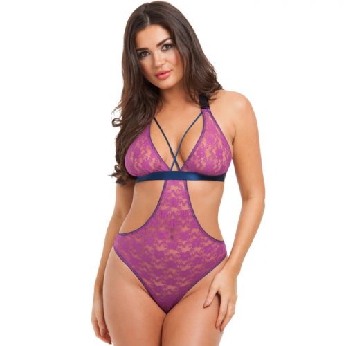 Lovehoney Free Spirit Pink Lace Cut-Out Strappy Body - Lovehoney Lingerie