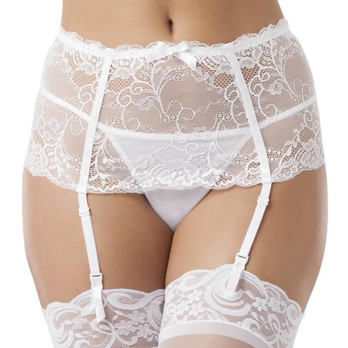 Lovehoney Love Me Lace White Deep Suspender Belt - Lovehoney Lingerie