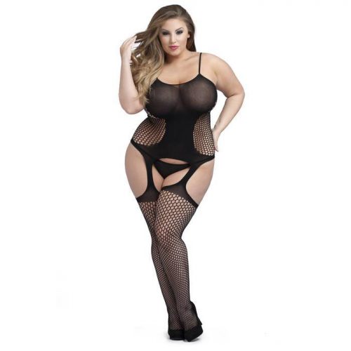 Lovehoney Plus Size Contour Queen Hourglass Suspender Bodystocking - Lovehoney Lingerie