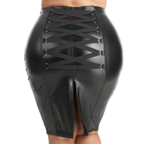 Lovehoney Plus Size Fierce Black Leather-Look Skirt - Lovehoney Lingerie