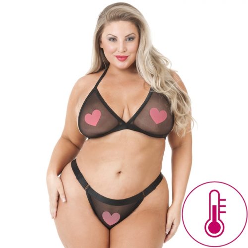 Lovehoney Plus Size Hot For You Colour-Changing Bra Set - Lovehoney Lingerie