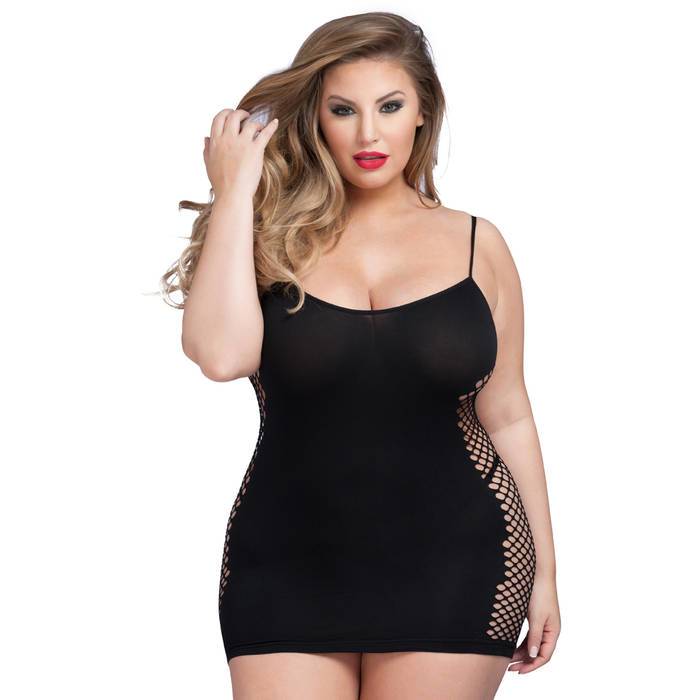 Lovehoney Plus Size Hourglass Black Mini Dress - Lovehoney Lingerie