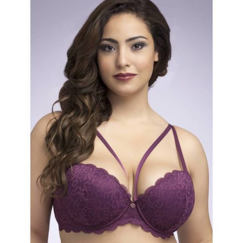 Lovehoney Plus Size Indulge Me Purple Lace Padded Bra - Lovehoney Lingerie