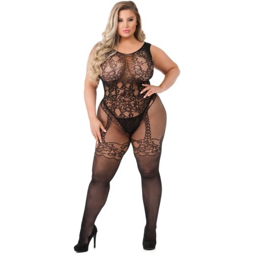 Lovehoney Plus Size Thigh Fidelity Lace Suspender Bodystocking - Lovehoney Lingerie