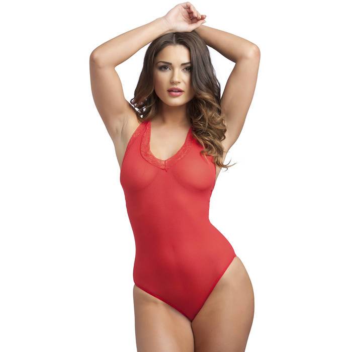 Lovehoney Red Crotchless Halterneck Body - Lovehoney Lingerie