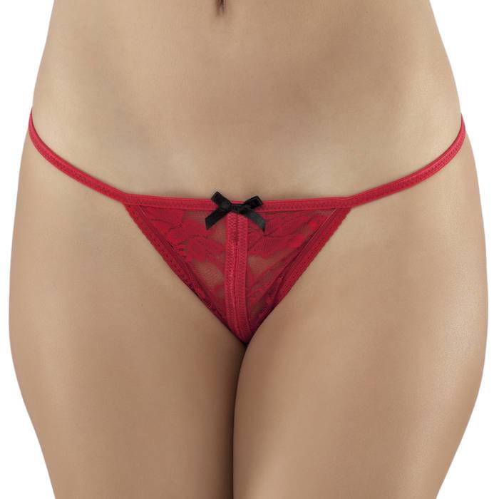 Lovehoney Red Crotchless Lace G-String - Lovehoney Lingerie