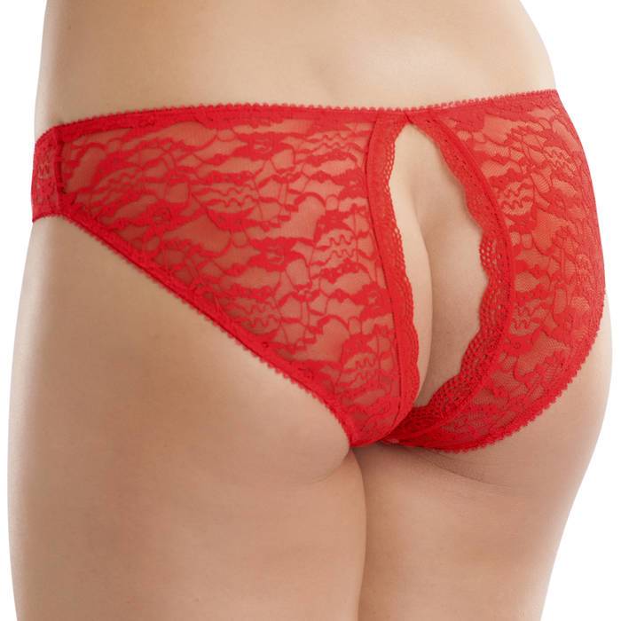 Lovehoney Red Lace Open Back Briefs - Lovehoney Lingerie