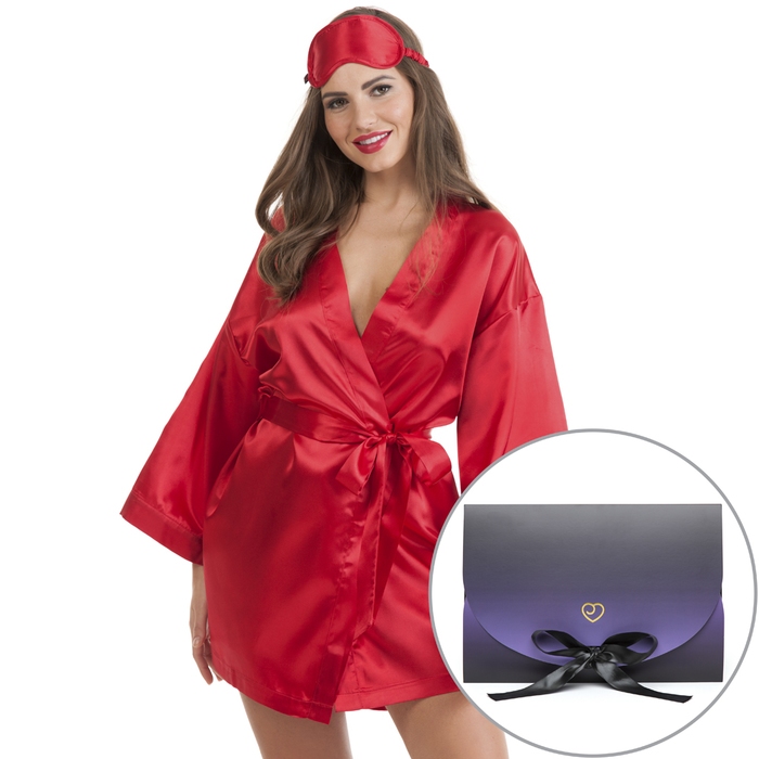 Lovehoney Red Satin Robe Gift Set - Lovehoney Lingerie