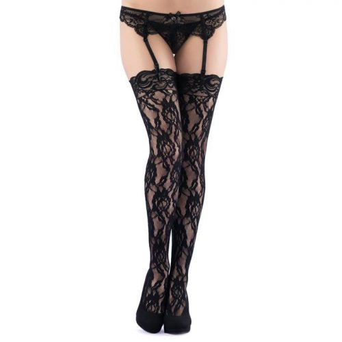 Lovehoney Rose-Patterned Lace Stockings - Lovehoney Lingerie