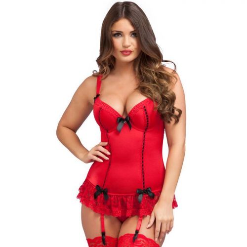 Lovehoney Seduce Me Red Push-Up Basque Set - Lovehoney Lingerie