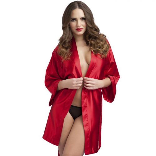 Lovehoney Short Red Satin Robe - Lovehoney Lingerie