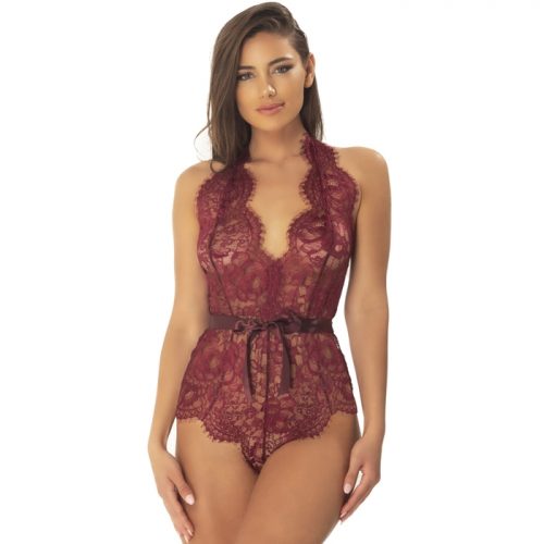 Oh La La Cheri Red Eyelash Lace Body with Satin Ties - Oh La La Cheri