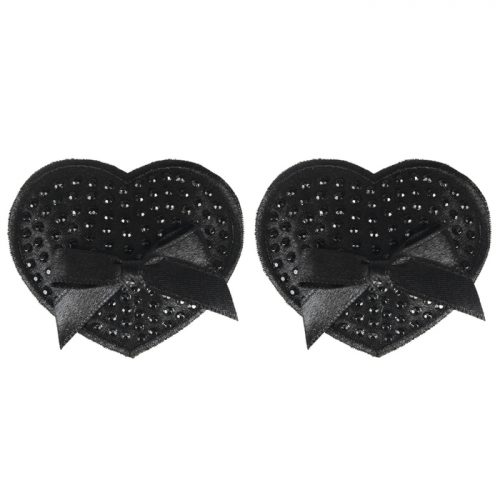 Peekaboos Premium Black Sparkly Heart Nipple Pasties - Nippies