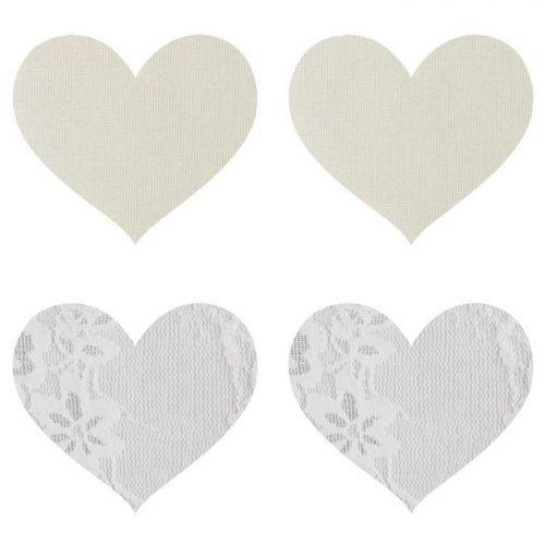 Peekaboos White Heart-Shaped Nipple Pasties (2 Pairs) - Nippies