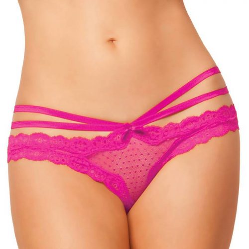 Seven 'til Midnight Crotchless Pink Lace and Mesh Cage Briefs - Seven 'til Midnight