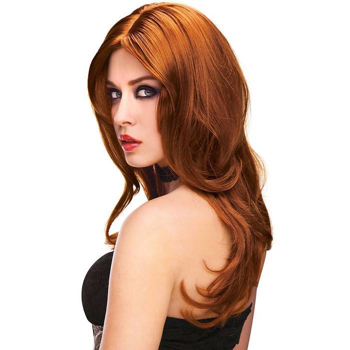 Straight or Wavy Long Auburn Wig - Unbranded