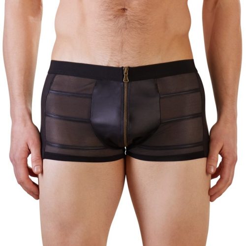 Svenjoyment Wet Look Black Zip-Up Boxer Shorts - Svenjoyment