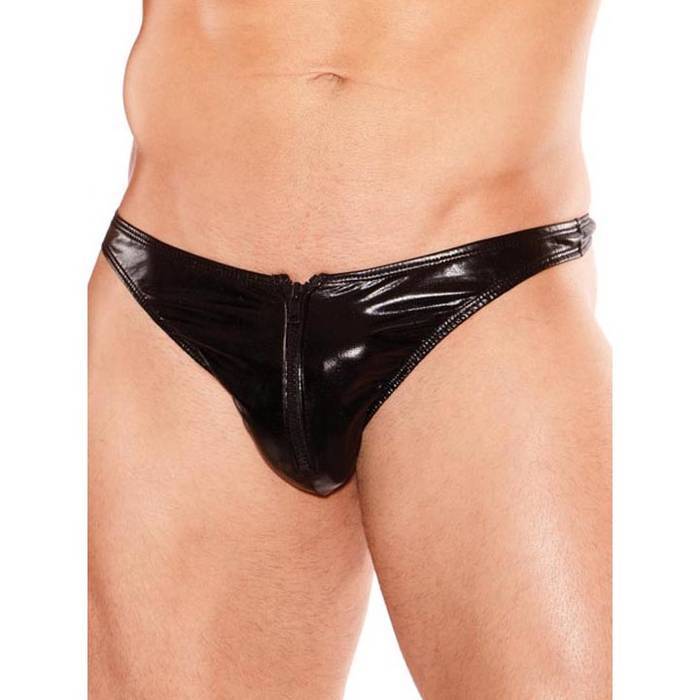 Zeus by Allure Fetishwear Wet Look Zip Thong - Allure Fetishwear