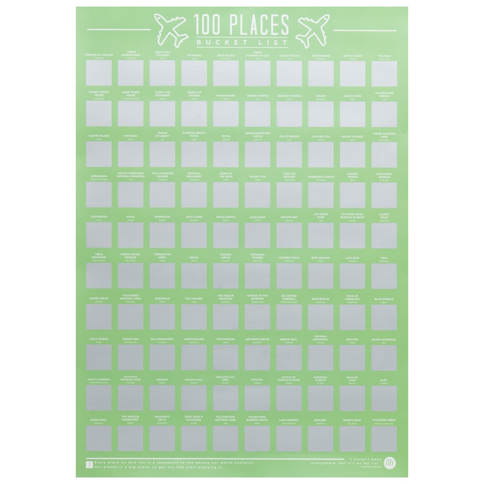 100 Places Scratch Off Bucket List Poster - Unbranded