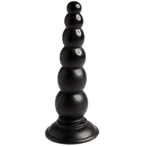 Beaded Black Anal Dildo with Suction Cup Base 6.5 Inch - Unbranded