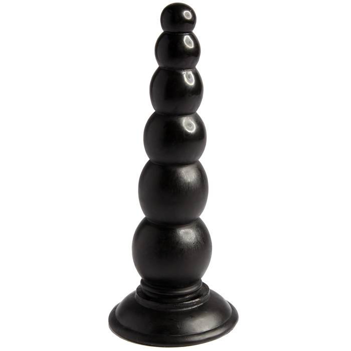 Beaded Black Anal Dildo with Suction Cup Base 6.5 Inch - Unbranded