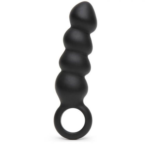 Beaded Silicone Butt Plug with Finger Loop - Unbranded