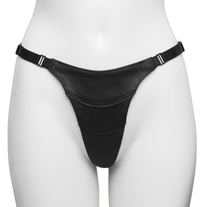 Black Leather Adjustable Thong - Unbranded