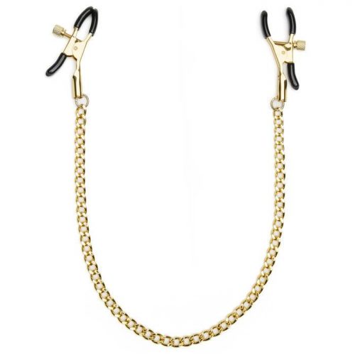 Bondage Boutique Adjustable Nipple Clamps with Gold Chain - Bondage Boutique