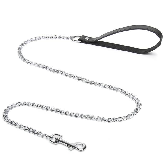 Bondage Boutique Chain Lead with Leather Handle - Bondage Boutique