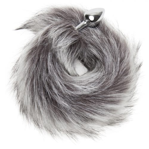 DOMINIX Deluxe Stainless Steel Small Faux Silver Fox Tail Butt Plug - DOMINIX