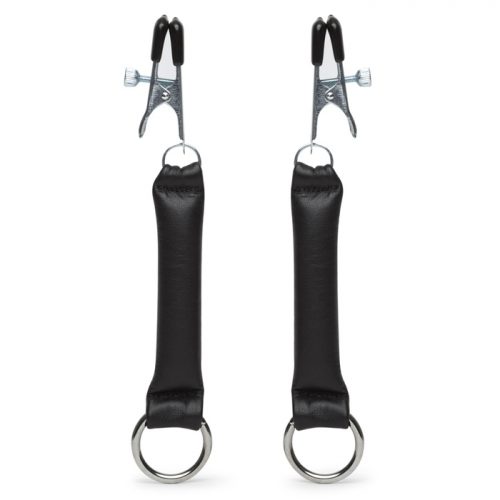 DOMINIX Deluxe Weighted Leather Nipple Clamps 80g - DOMINIX