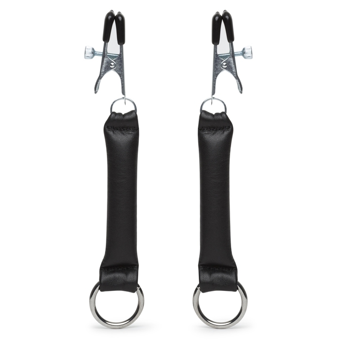 DOMINIX Deluxe Weighted Leather Nipple Clamps 80g - DOMINIX