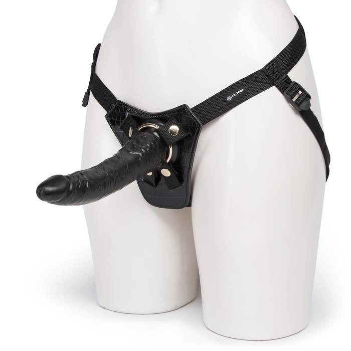 Fetish Fantasy Gold Designer Unisex Strap-On Harness with Dildo 7.5 Inch - Fetish Fantasy