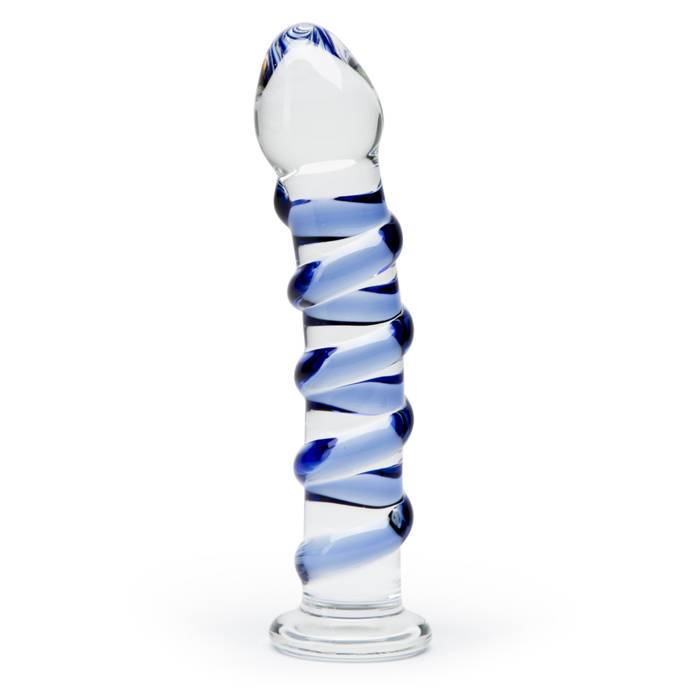 Icicles No 5 Sapphire Spiral Glass Dildo 7 Inch - Icicles Glass Sex Toys