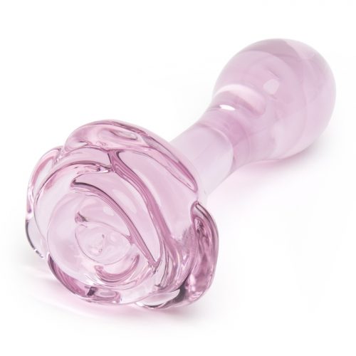 Lovehoney Full Bloom Small Rose Glass Butt Plug 3.5 Inch - Lovehoney