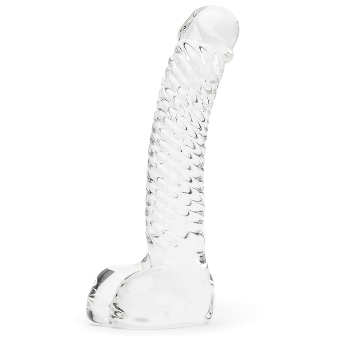 Lovehoney Realistic Textured Sensual Glass Dildo with Balls - Lovehoney